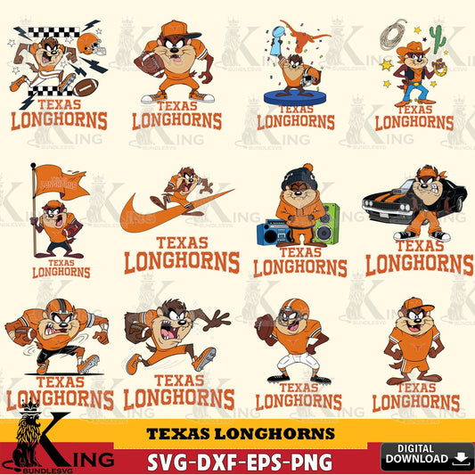 Texas Longhorns Taz Football NCAA Bundle SVG file, Cut file  , Digital Download , Instant Download, Taz svg, NCAA svg
