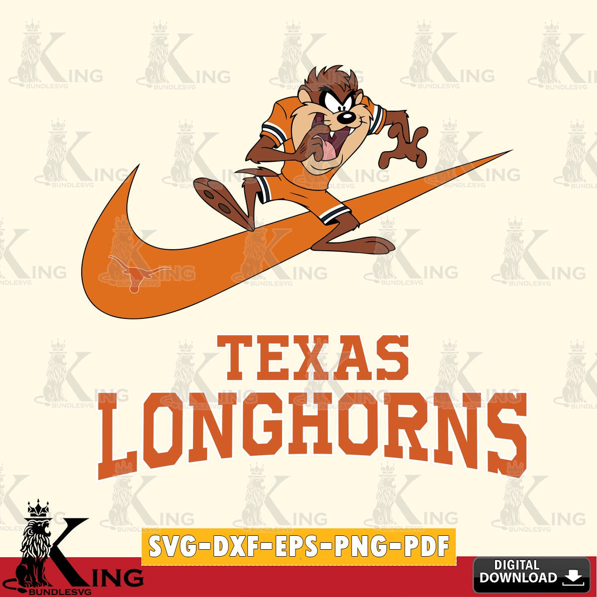 Texas Longhorns Taz Football Nike SVG file, Cut file  , Digital Download , Instant Download, Taz svg, NCAA svg