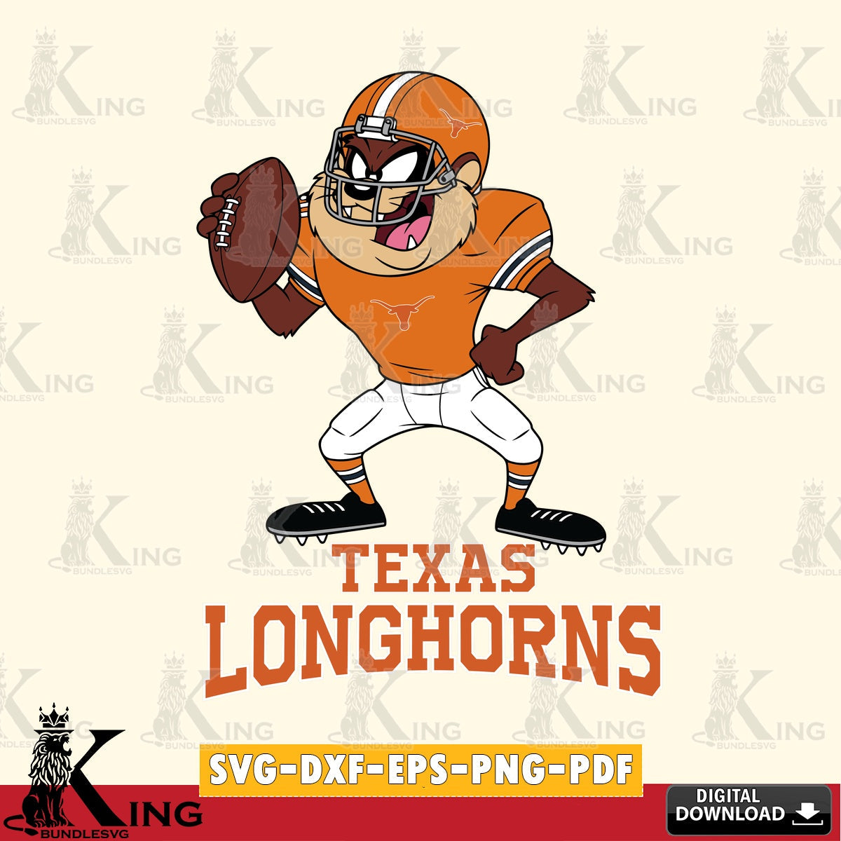 Texas Longhorns Taz Football Player SVG file, Cut file  , Digital Download , Instant Download, Taz svg, NCAA svg
