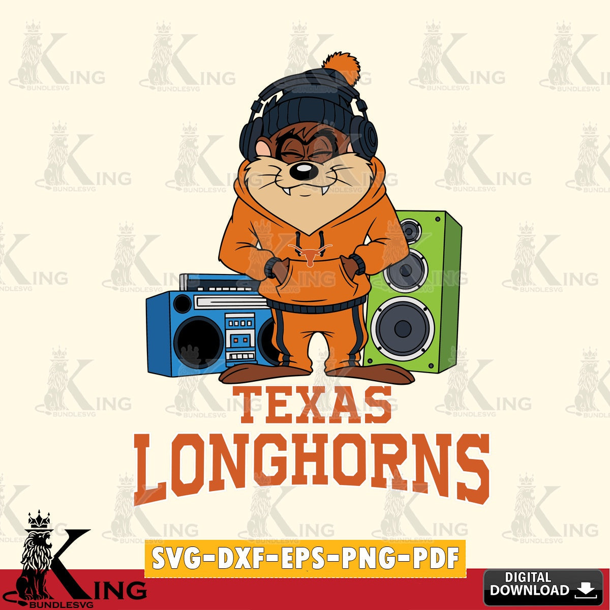 Texas Longhorns Taz Hip Hop SVG file, Cut file  , Digital Download , Instant Download, Taz svg, NCAA svg