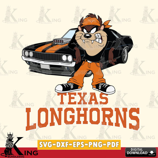 Texas Longhorns Taz Racing Car SVG file, Cut file  , Digital Download , Instant Download, Taz svg, NCAA svg