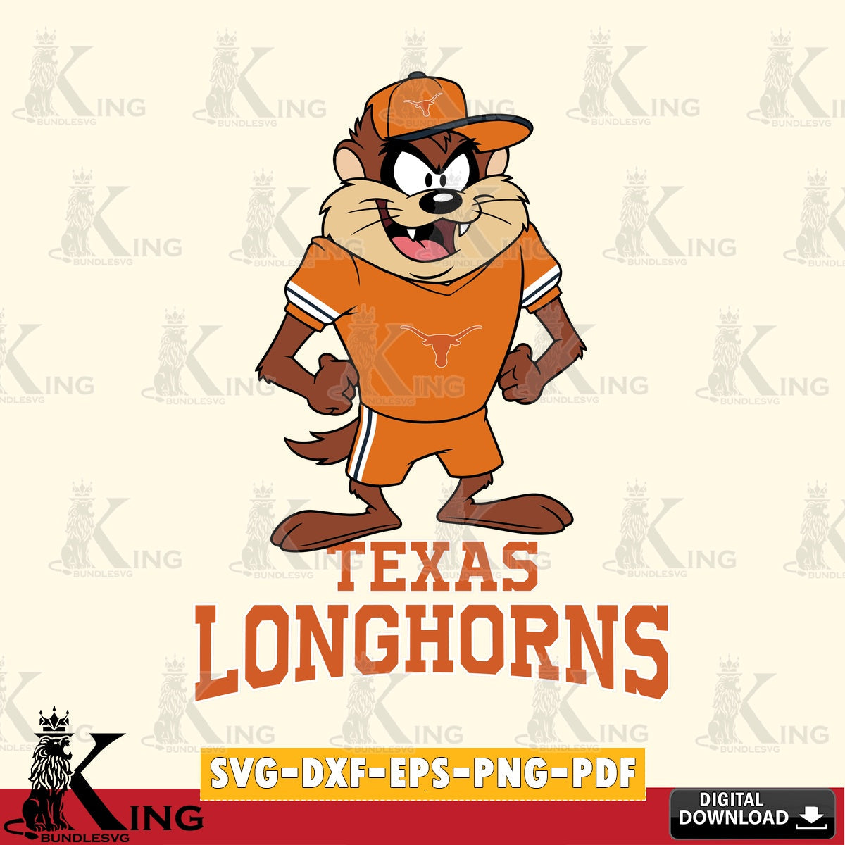 Texas Longhorns Taz Standing Pose SVG file, Cut file  , Digital Download , Instant Download, Taz svg, NCAA svg