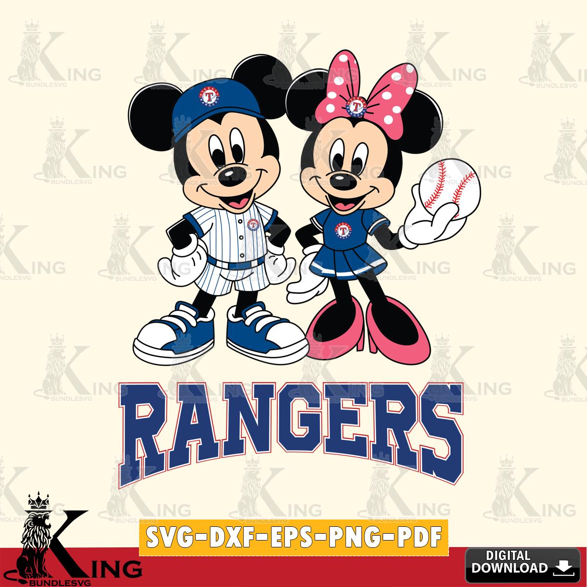 Texas Rangers Baseball Mickey Minnie Mouse SVG File, MLB for Cricut, Silhouette, Digital Download , file cut