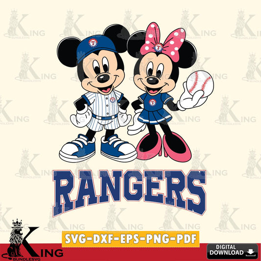 Texas Rangers Baseball Mickey Minnie Mouse SVG File, MLB for Cricut, Silhouette, Digital Download , file cut