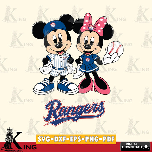 Texas Rangers Baseball Mickey Minnie Mouse SVG file , For Cricut,  File cut , Digital Download , PDF File, Cut Files