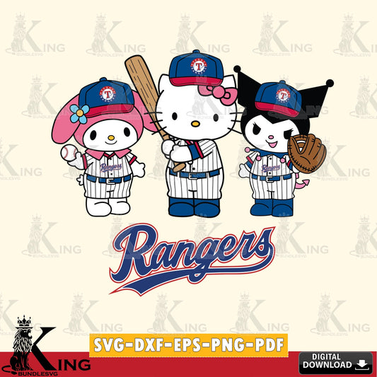 Vector design showing a Texas Rangers Kawaii team baseball player SVG cut file for personalized gifts and laser projects
