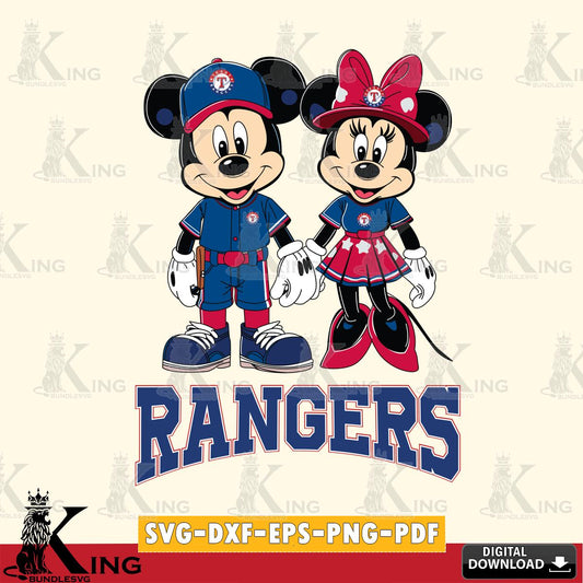 Texas Rangers Mickey Minnie Baseball SVG File, MLB for Cricut, Silhouette, Digital Download , file cut