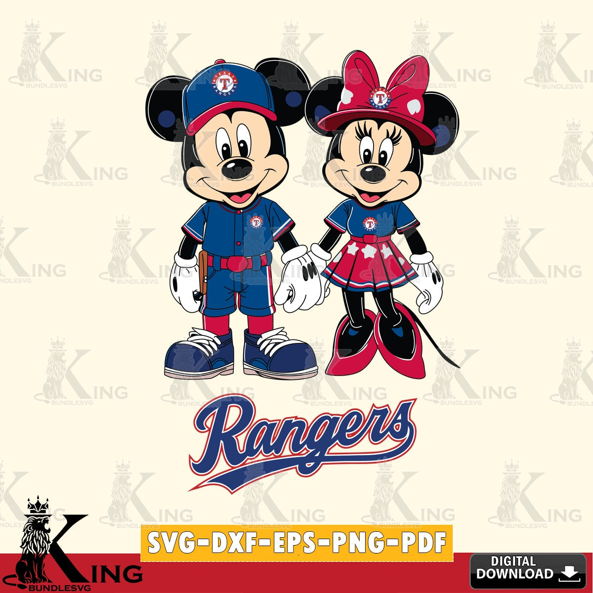 Texas Rangers Mickey Minnie Baseball SVG file , For Cricut,  File cut , Digital Download , PDF File, Cut Files