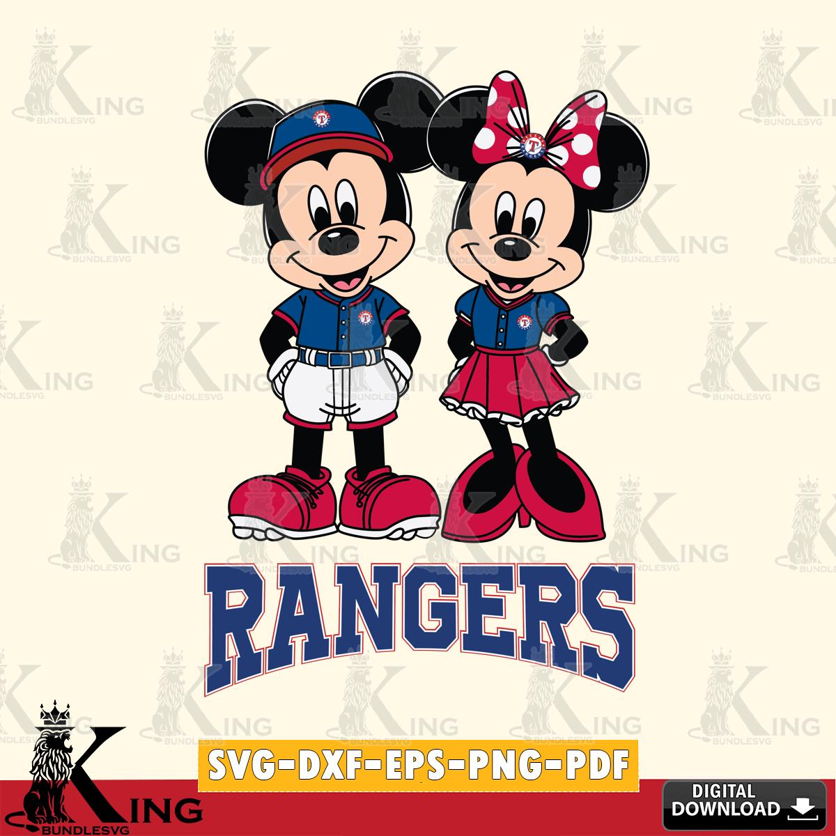 Texas Rangers Mickey Minnie Mouse Baseball SVG File, MLB for Cricut, Silhouette, Digital Download , file cut