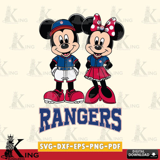 Texas Rangers Mickey Minnie Mouse Baseball SVG File, MLB for Cricut, Silhouette, Digital Download , file cut