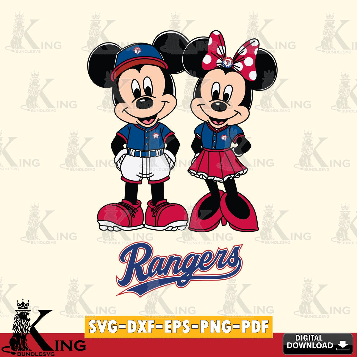 Texas Rangers Mickey Minnie Mouse Baseball SVG file , For Cricut,  File cut , Digital Download , PDF File, Cut Files
