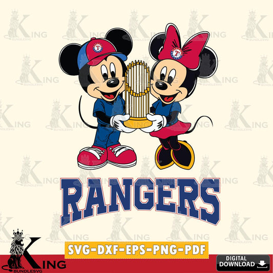 Texas Rangers Mickey Minnie Mouse Champions SVG File, MLB for Cricut, Silhouette, Digital Download , file cut