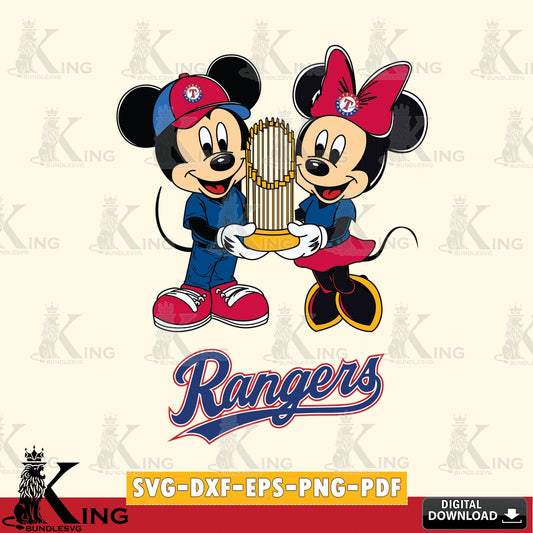 Texas Rangers Mickey Minnie Mouse Champions SVG file , For Cricut,  File cut , Digital Download , PDF File, Cut Files