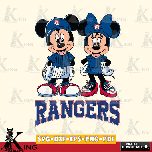 Texas Rangers Mickey Minnie Mouse Fan SVG File, MLB for Cricut, Silhouette, Digital Download , file cut