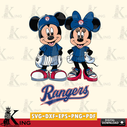 Texas Rangers Mickey Minnie Mouse Fan SVG file , For Cricut,  File cut , Digital Download , PDF File, Cut Files