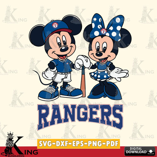 Texas Rangers Mickey Minnie Mouse Sport SVG File, MLB for Cricut, Silhouette, Digital Download , file cut