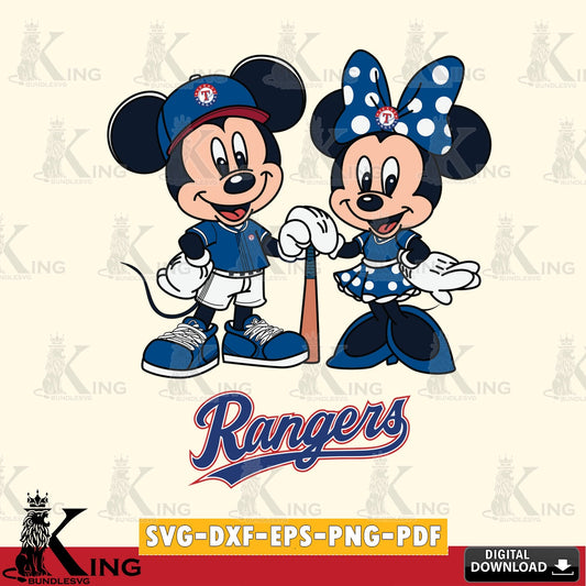 Texas Rangers Mickey Minnie Mouse Sport SVG file , For Cricut,  File cut , Digital Download , PDF File, Cut Files