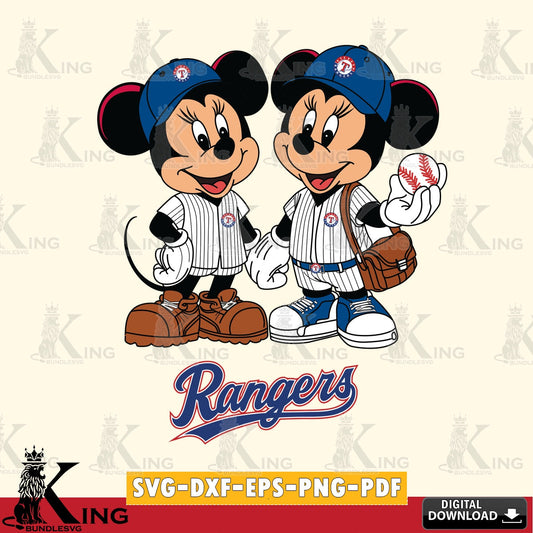 Texas Rangers Mickey Minnie Mouse couple SVG file , For Cricut,  File cut , Digital Download , PDF File, Cut Files