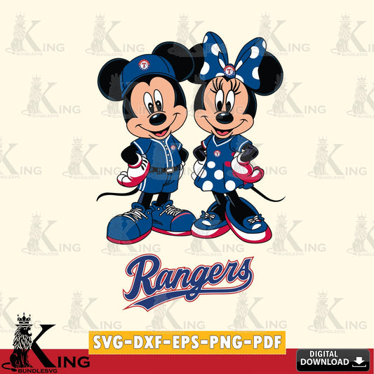 Texas Rangers Mickey Minnie Mouse couple sport SVG file , For Cricut,  File cut , Digital Download , PDF File, Cut Files