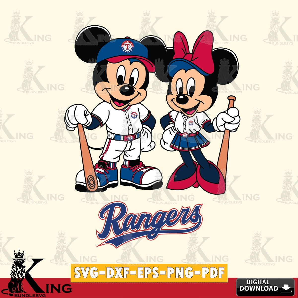 Texas Rangers Mickey Minnie Mouse player SVG file , For Cricut,  File cut , Digital Download , PDF File, Cut Files