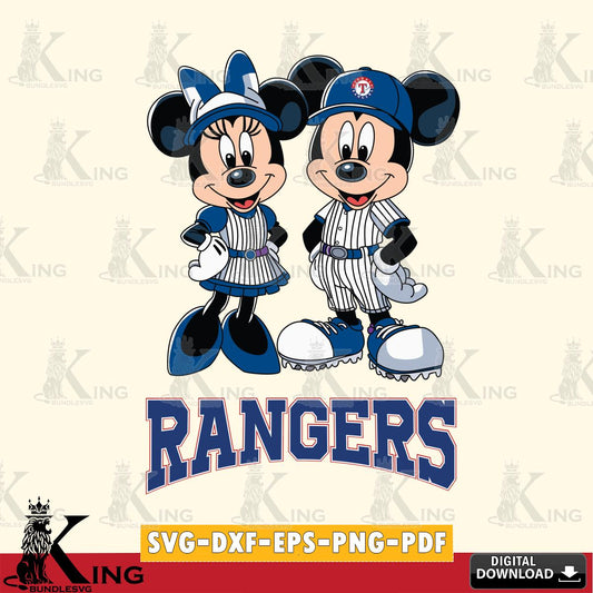 Texas Rangers Mickey Minnie Sport SVG File, MLB for Cricut, Silhouette, Digital Download , file cut