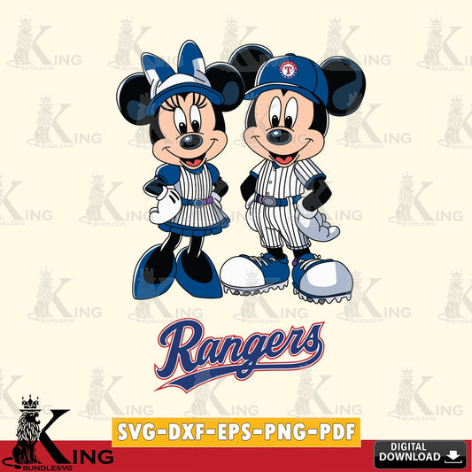 Texas Rangers Mickey Minnie Sport SVG file , For Cricut,  File cut , Digital Download , PDF File, Cut Files