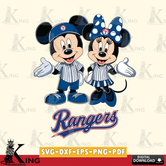 Texas Rangers Mickey Minnie couple SVG file , For Cricut,  File cut , Digital Download , PDF File, Cut Files