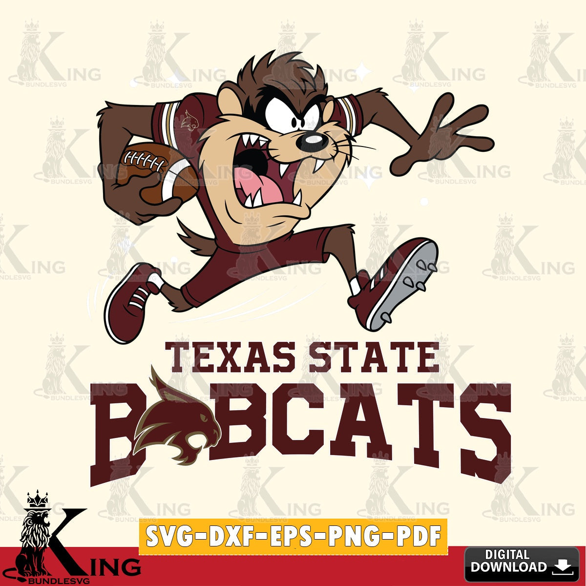 Texas State Bobcats Angry Taz Football SVG file, Cut file  , Digital Download , Instant Download, Taz svg, NCAA svg
