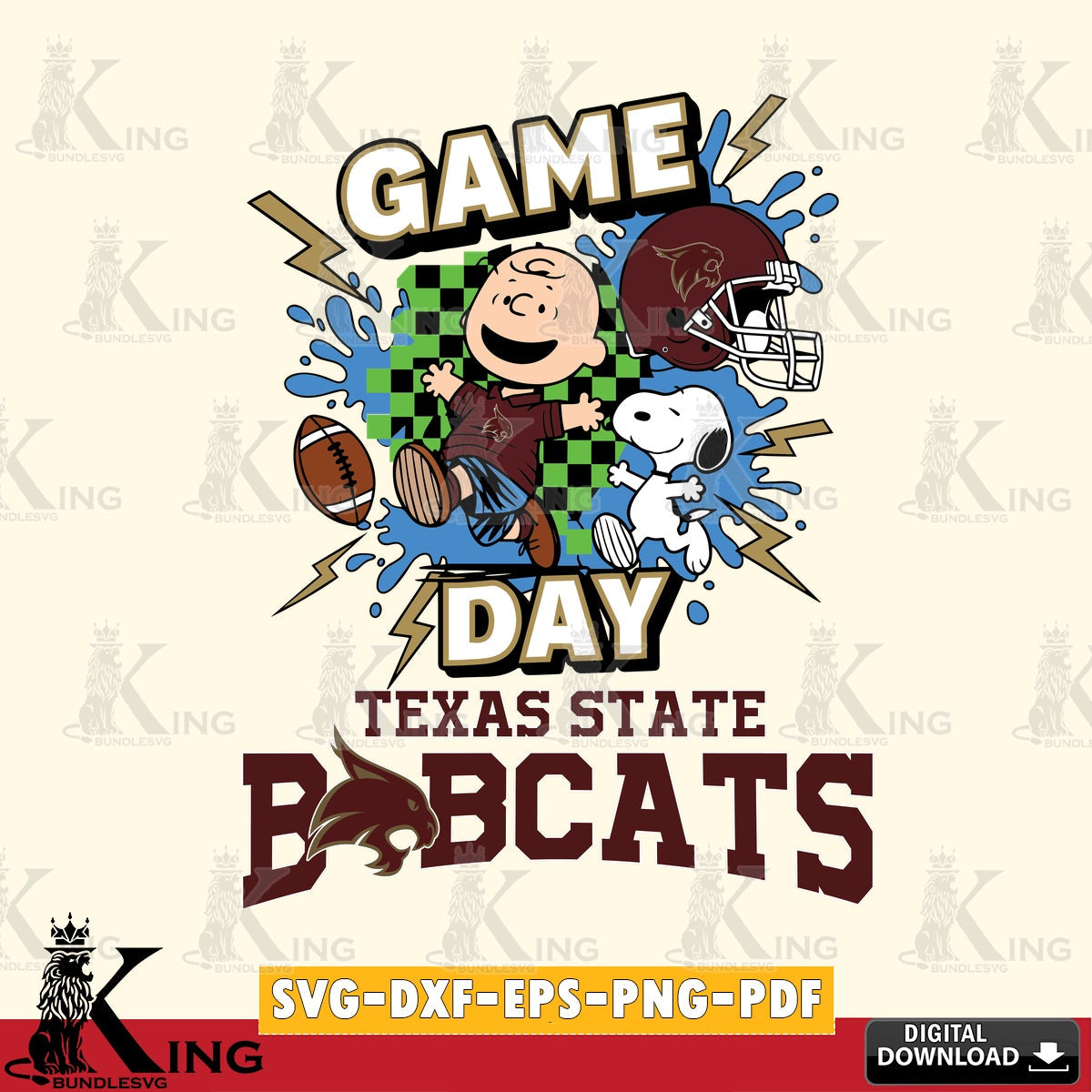 Texas State Bobcats Game Day Peanuts SVG, Cricut, Cut file  , Digital Download , Instant Download, Peanuts svg, NCAA svg, Football svg, Sport svg