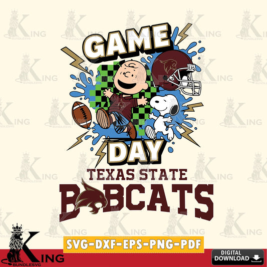 Texas State Bobcats Game Day Peanuts SVG, Cricut, Cut file  , Digital Download , Instant Download, Peanuts svg, NCAA svg, Football svg, Sport svg
