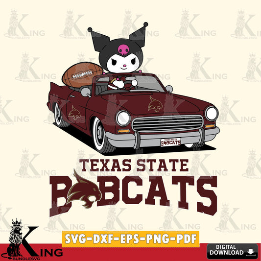 Texas State Bobcats Kuromi Car Football Game SVG file, Cricut, Cut file  , Digital Download , Instant Download, Sanrio svg, Clipart