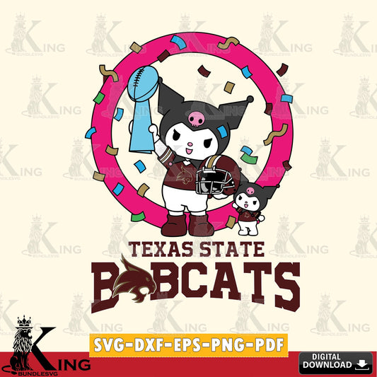 Texas State Bobcats Kuromi Football Champion SVG file, Cricut, Cut file  , Digital Download , Instant Download, Sanrio svg, Clipart
