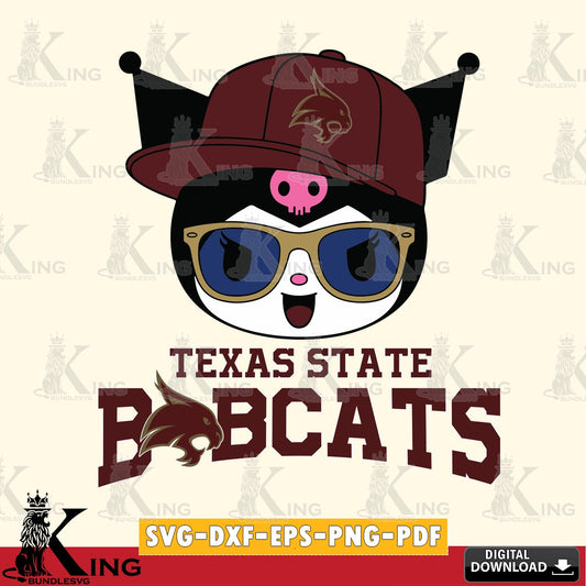 Texas State Bobcats Kuromi Football Cool SVG file, Cricut, Cut file  , Digital Download , Instant Download, Sanrio svg, Clipart