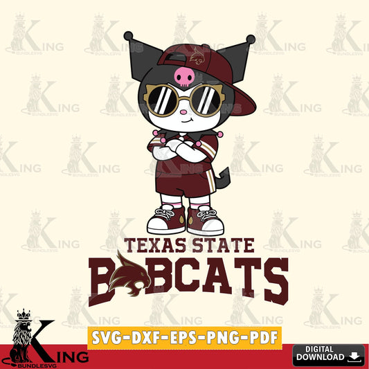 Texas State Bobcats Kuromi Football Jersey SVG file, Cricut, Cut file  , Digital Download , Instant Download, Sanrio svg, Clipart