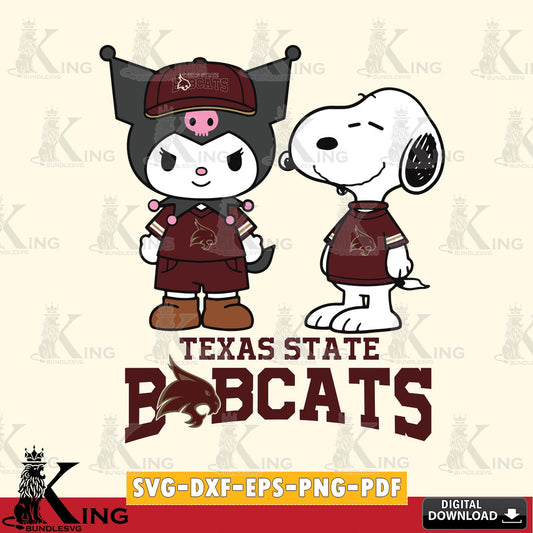 Texas State Bobcats Kuromi Snoopy Football SVG file, Cricut, Cut file  , Digital Download , Instant Download, Sanrio svg, Clipart