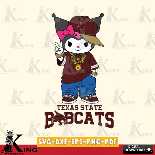 Texas State Bobcats Kuromi Streetwear Style SVG file, Cricut, Cut file  , Digital Download , Instant Download, Sanrio svg, Clipart