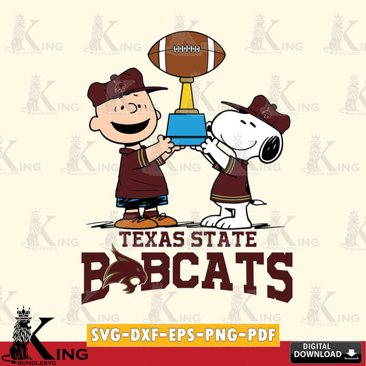 Texas State Bobcats Peanuts Football Trophy SVG, Cricut, Cut file  , Digital Download , Instant Download, Peanuts svg, NCAA svg, Football svg, Sport svg