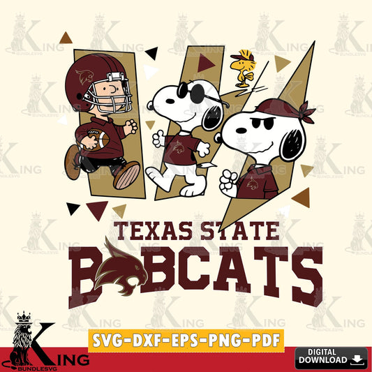 Texas State Bobcats Peanuts Joe Cool SVG, Cricut, Cut file  , Digital Download , Instant Download, Peanuts svg, NCAA svg, Football svg, Sport svg