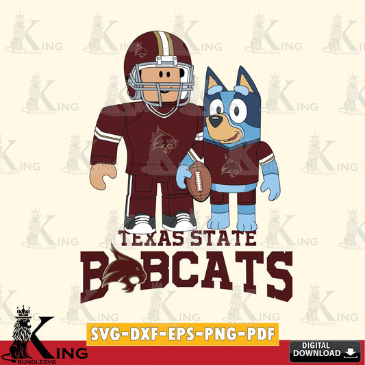 Texas State Bobcats Roblox & Bluey Football SVG file , NCAA Cricut,  File cut , Digital Download , PDF File