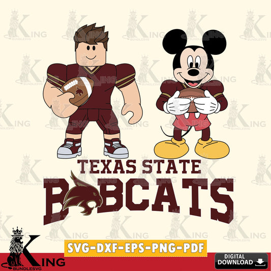 Texas State Bobcats Roblox & Mickey Football SVG file , NCAA Cricut,  File cut , Digital Download , PDF File