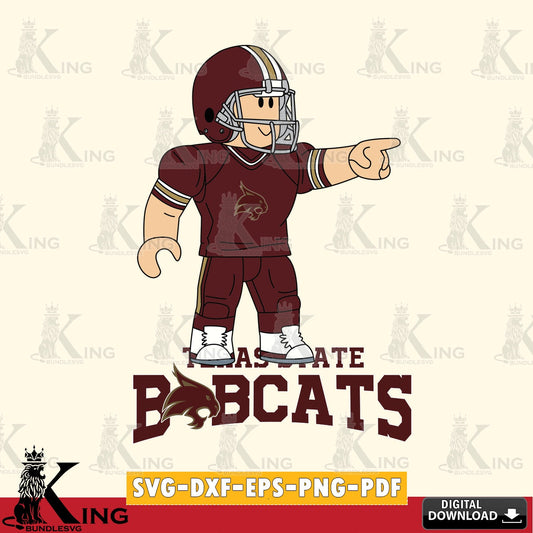 Texas State Bobcats Roblox Player Football SVG file , NCAA Cricut,  File cut , Digital Download , PDF File