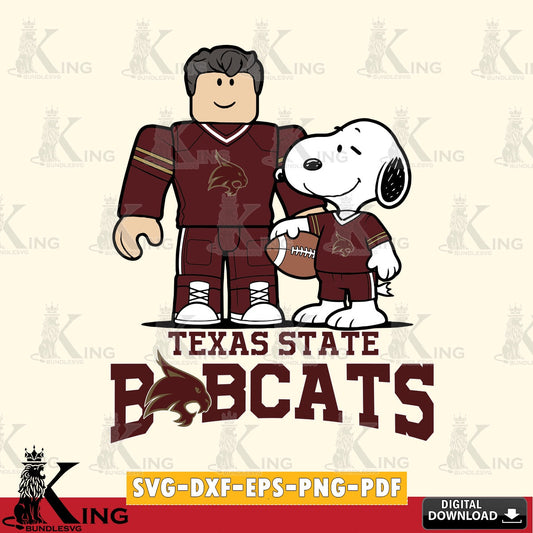 Texas State Bobcats Roblox & Snoopy Football SVG file , NCAA Cricut,  File cut , Digital Download , PDF File