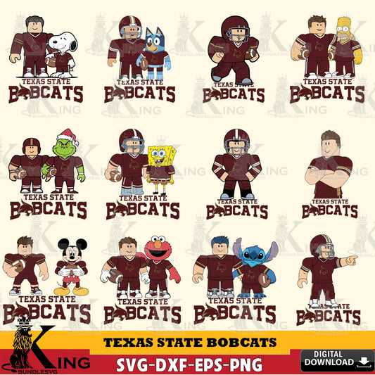 Texas State Bobcats Roblox With Friends football NCAA Bundle SVG file , NCAA Cricut,  File cut , Digital Download , PDF File