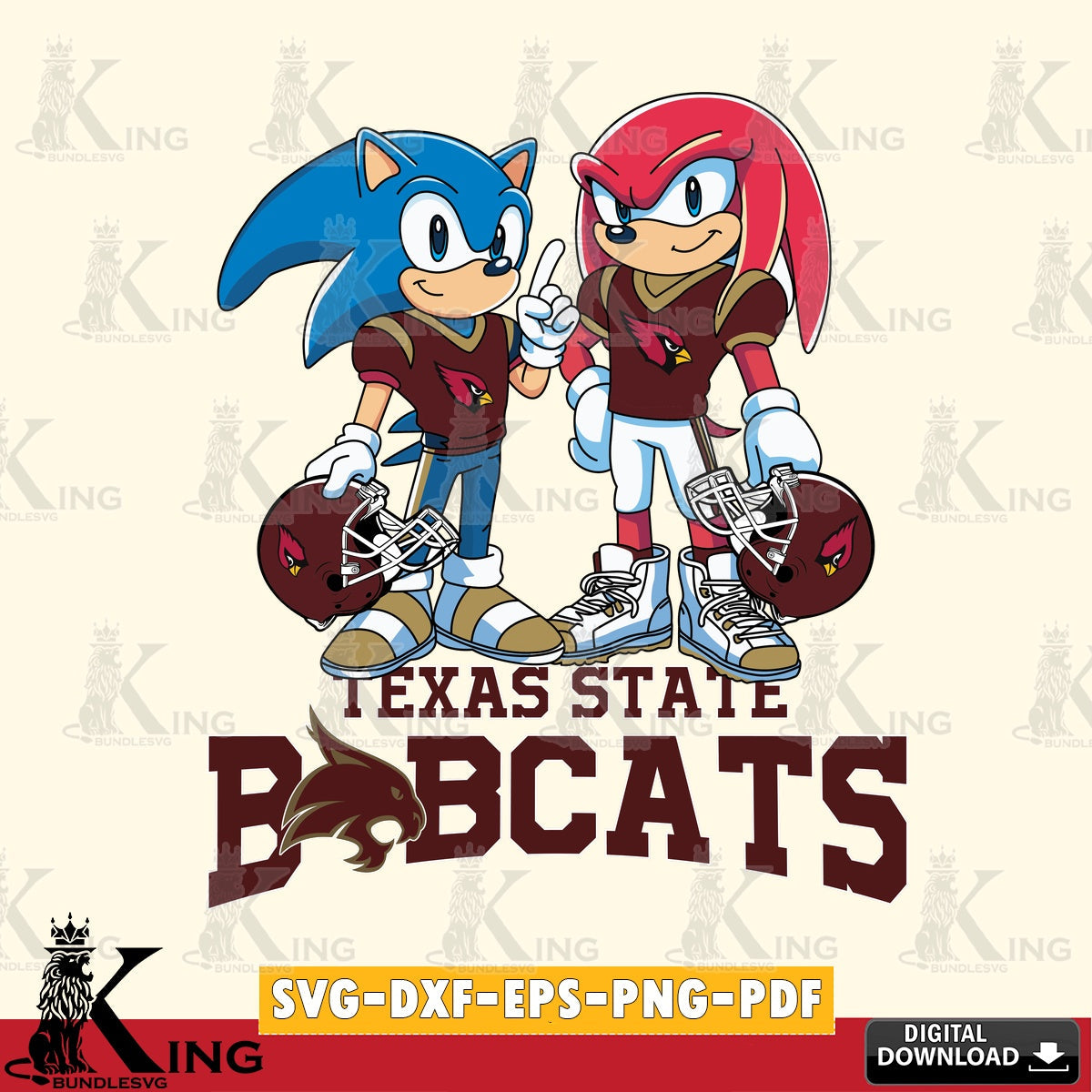 Texas State Bobcats Sonic And Knuckles Football SVG file, Vector , Digital Download , PDF File , Instant Download
