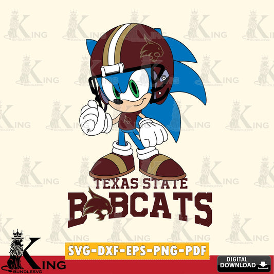 Custom design featuring Texas State Bobcats Sonic Football Mascot digital clipart compatible with laser engraving and cutting