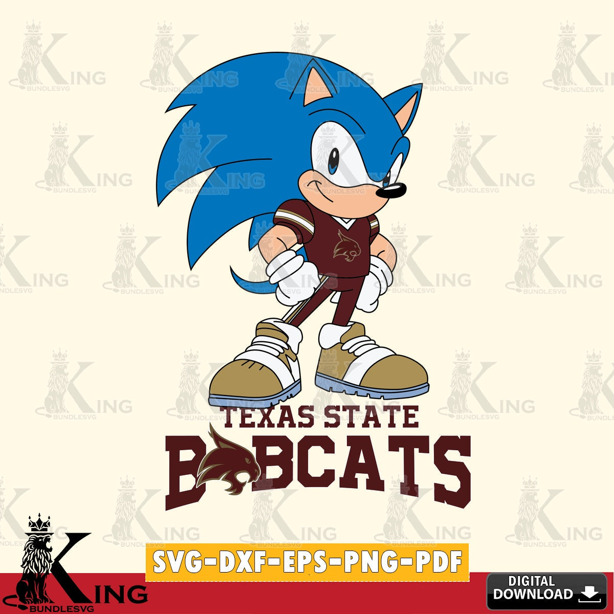 Texas State Bobcats Sonic Football Star Mascot SVG file, Vector , Digital Download , PDF File , Instant Download