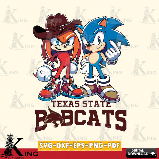 Texas State Bobcats Sonic & Knuckles Football Mascot SVG file, Vector , Digital Download , PDF File , Instant Download