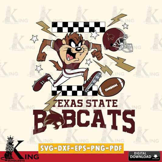 Texas State Bobcats Taz Football Lightning SVG file, Cut file  , Digital Download , Instant Download, Taz svg, NCAA svg