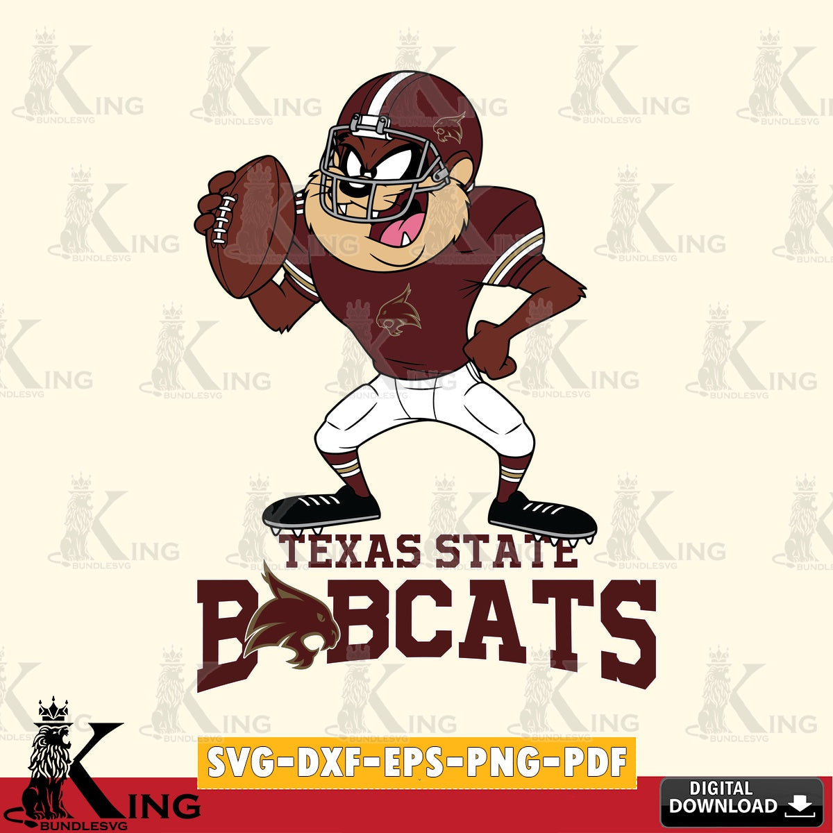 Texas State Bobcats Taz Football Player SVG file, Cut file  , Digital Download , Instant Download, Taz svg, NCAA svg