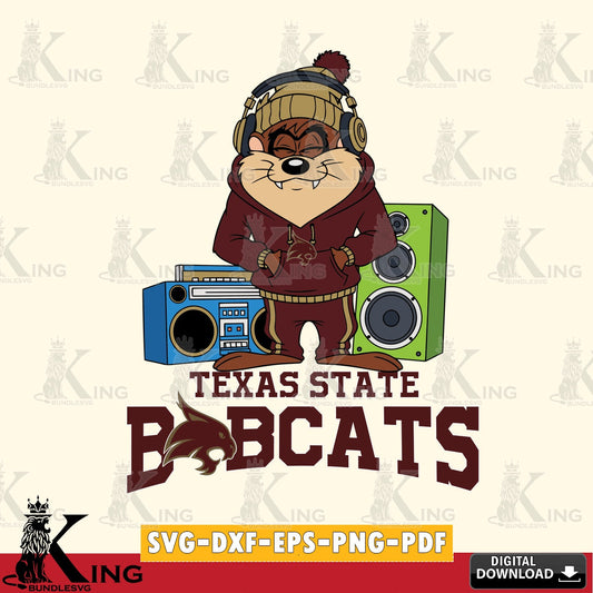 Texas State Bobcats Taz Hip Hop SVG file, Cut file  , Digital Download , Instant Download, Taz svg, NCAA svg